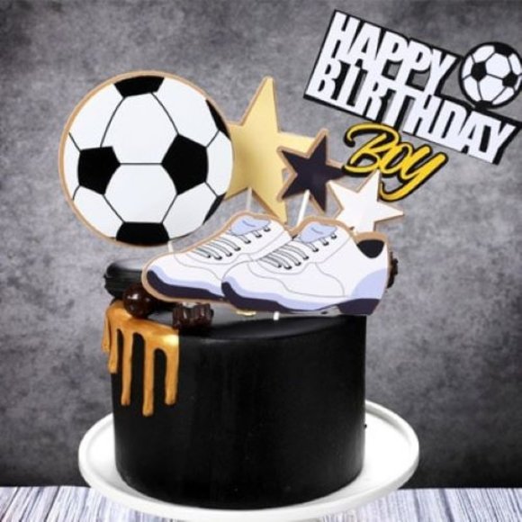 Set of 6 Soccer Happy Birthday Cake Topper - Picture 1 of 2